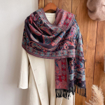 Moodne Paks Pehme Ka&scaron;miir Luksusbr&auml;nd Žakaarmustriline Sall Naised Talvine Pon&scaron;o Daamile Vabaaja Kaelasall Bandana Sall Peapael