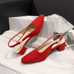 Naiste Pumbad &Uuml;hev&auml;rvilised Slingback Sandaalid Naiste Kontorikanna Naiste K&otilde;rged Naiste K&otilde;rge Kontsaga Sandaalid Zapatos Kontsad Seksikad Madalad Kinnise Ninaga 35 punane