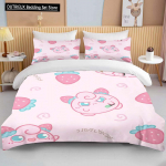 10 suurust Pokemon Jigglypuffi tr&uuml;kiga roosa voodipesukomplekt Tekikate 1 tekikate 2 padjap&uuml;&uuml;ri T&auml;iskasvanute ja laste voodipesukomplekt Luksuslik EU single(135x200cm)