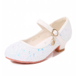 Children's High Heels Fashion Spring Autumn Girls' Single Shoes Little Girls gold silver Non-Slip Shoes Host Performance Shoes 41 valge