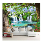 Suurus Seinafoto Moodne 3D Roheline Puu Tapeet Juga Maastik Seinafoto Elutuba Magamistuba Kodu Kaunistus 3D Seinakleebised 200 cm(W) x 140 cm(H)
