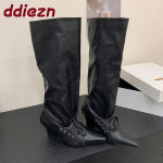 Platvormkingad Naiste P&otilde;lvek&otilde;rgused Saapad Naiste Pealelibistatavad Kingad Mood Terava Ninaga Peokingad Pikk Moodsad Saapad Pumbad 35 must