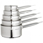 ARTHUR MARTIN Set de de 5 Casseroles - Acier inoxydable - Int&eacute;rieur satin&eacute; avec graduation - Bec verseur - Tous feux dont induction h&otilde;be