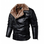 Vintage meeste nahkjakk paks talvine meeste fliisjakk soe kunstkarusnahast krae L