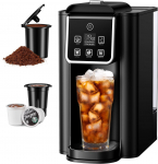 &Uuml;he portsjoni kohvimasin 2.0, K-Cup & jahvatatud kohv, 6-14 oz valmistus, 50 oz paak, Tugev kohv, Roostevaba teras, Must