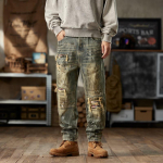 Ameerika Retro Kevad-S&uuml;gis Mudelid Uued Lahedad Isikup&auml;rased Rebitud Plaaster Harlan Jeans Meeste P&uuml;ksid 28 helesinine v&auml;rv