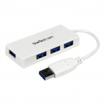 USB 3.0 jaotur - StarTech - ST4300MINU3W - 4 porti - Sisseehitatud kaabel - Valge