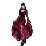 Naiste Cosplay-kleit tumedas stiilis Halloweeni peokost&uuml;&uuml;m, pits, lilltikandid, kalasaba-&auml;&auml;r, pikad varrukad, pingul v&ouml;&ouml;koht A S must