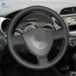 Braids on Steering Wheel For Honda City 2002-2008 Civic 2002-2005 Fit Jazz 2001-2005 Car Steering Wheel Leather Cover Trim Black