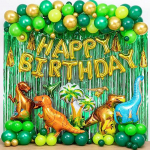 97pcs Dinosaur Birthday Party Decoration Balloons Arch Garland Kit Happy Birthday Balloons foil Curtains dino Themed Party as photo