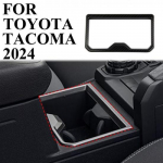 Carbon fiber style front central control cup holder cover trim for Toyota Tacoma