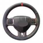 Hand Sewing Auto Car Steering Wheel Cover For Dodge Charger Challenger 2011 - 2014 Volant Braid on Steering Wrap 2012 2013 Brown Thread