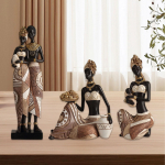 Aafrika figuur Staminaalne naisterahva figuur Vaikvaikskulptuur Vintage skulptuur Riiulifiguur Aafrika naise detailse kujutisena sitting B