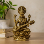 Tugevast messingist jumalanna Saraswati minikuju, 34 mm
