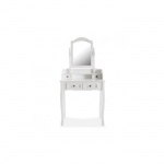 Coiffeuse Classique Venus - VERSA - 146 x 40 x 75 cm - Bois et verre - Blanc valge