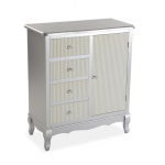 Chiffonnier - VERSA - Siena - 70x33x81,5 cm - MDF m&eacute;lamin&eacute; - Argent et blanc