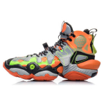 Li Ning Non slip Lightweight High top Vintage Basketball Shoes Men's Fluorescent Glaze Orange Box Included AGBP137-12 45