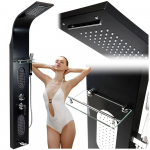 Du&scaron;ipaneelkraan h&uuml;dromassaaži ja vihmadu&scaron;iga, teras, matt must