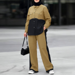 ZANZEA Naiste Pikak&auml;iselised Patchwork Bluusid ja P&uuml;ksid Vabaaja Kaheosalised Komplektid S khaki