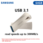 Samsung 128GB USB-m&auml;lupulk USB Stick BAR Plus 64GB 256GB 512GB USB 3.1 Mini Pen Drive M&auml;lupulk Salvestusseade U Disk Lugemiskiirus kuni 400 MB/s &middot;64GB h&otilde;be