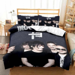 Uus Indochine Rocki B&auml;ndi Voodipesukomplekt, Tekikott Tekk Voodikomplekt Tekikate Padjap&uuml;&uuml;r, Kuningas Kuninganna &Uuml;heinimese Suurus Poisid T&uuml;drukud T&auml;iskasvanud AU Single 140x210cm