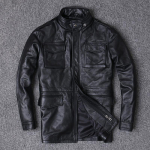 Ehtsast nahast meeste jope, esimese kihi veisenahast jope, nahast tuulejakk, keskmise pikkusega mootorratta nahast mantel 5XL must