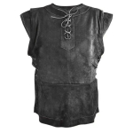 Meeste keskaegne punkvest Viikingid Cosplay Archer kost&uuml;&uuml;m T&auml;iskasvanute Rinnaturvis Larp Outfit Jerkin Coat Halloween Meeste Jahivest Piraadi vest S must