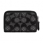 Coach Essential 11 Kristalli Disain T&otilde;mblukuga Sulgemine Jacquard Kanga Ja Nahaga Kaardihoidja Naiste Aksessuaarid H&otilde;bedane Must CX244-LHBLK Silver & Black