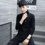Peen Nooruslik Mood Higiriietus Meeste Kulumiskindel Kvaliteetne Kootud K&otilde;rge Kaelusega Kampsun Slim Fit Pikkade Varrukatega Pullover &Uuml;hev&auml;rviline Trend Meeste R&otilde;ivad M