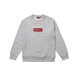 Supreme FW18 Karbikujulise logoga pusa Tuhkhall Klassikaline &uuml;mmarguse kaelusega pullover Unisex Hall SUP-FW18-1071 M white