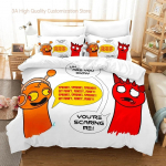 Sprunki Voodipesukomplekt &Uuml;he Inimese Twin T&auml;is Queen King Suuruses Voodikomplekt T&auml;iskasvanute Magamistuba Tekikoti Komplektid Sprunki Anime Voodikomplekt Voodi 1 EU single(135x200cm)