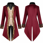 Keskaegne Cosplay Smoking Steampunk Vintage Viktoriaanlik Pikkade Varrukate Tuulejakk Keskaegne Vintage &Uuml;likond Printsi Kost&uuml;&uuml;m Meestele S punane
