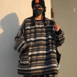 Vabaaja pikkade varrukatega kootud kampsunid, s&uuml;gisene naiste vintage triibulised pulloverid, topid Talvis&auml;rgid, hip-hop lahtised kudumid 28418 S