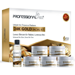 Professionaalne tunne Taimne 24K Kuldne N&auml;ohoolduskomplekt, Luksuslik Helendav & Heledust andev (Komplektis 6) 600 grammi brown