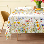 Ristk&uuml;likukujuline Kevadine Akvarelliline Lilleline Laudlina Masinpesust Pol&uuml;ester Lauakate Elavate Lilledega, Sobib Standardsele S&ouml;&ouml;gilauale 145X200CM beige