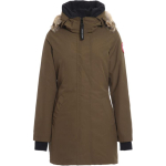 Canada Goose Victoria Seeria Punane Silt Valge Pardisulg Soe Reguleeritava Kapuutsiga Kitsa L&otilde;ikega Keskmise Pikkusega K&uuml;lmakindel Pikkade Varrukatega Parka 3037L-49 XS