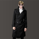 S&uuml;gis ja Talv Uus Suur Suurus Keskikka J&otilde;udnud Meeste Trenchcoat Vabaaja Korea Versioon Mantel Kahe Rinnaga P&otilde;lvepikkune T Trenchcoat Mehed 185bust size120 black