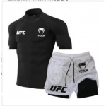 Meeste Naiste Poksi Treeningkomplekt Kahekihilised Capri P&uuml;ksid MMA V&otilde;itlus J&otilde;usaali Treeninguvorm Small