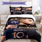 Mbappe kohandatava tekstiga tekikoti komplekt Disain &otilde;ppetoa jaoks Masinpestav Magamistoa sisustus Pulmapeo kingitusLuksuslik kingitus s&uuml;nnip&auml;evaks, 135cmx200cm black