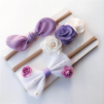 3 tk Baby Girl Spandex nailonist j&auml;nesek&otilde;rva t&uuml;drukute juuksepaelad, veniv lilleline juuksepael lilla