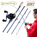 4-osaline s&uuml;sinikkiust reisi&otilde;ng koos 10BB kalastusrulliga bassip&uuml;&uuml;gitarvetega 2.2M Rod&Left Hand