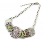 NOA [G0514] - Collier Cr&eacute;ateur 'Paquerettes' rose jaune Heleroosa