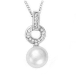 Les Tr&eacute;sors De Lily [L9541] - h&otilde;bedane kaelakee 'Sissi' h&otilde;bevalge (roodiumiga kaetud) - 20x7 mm valge