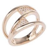 Bague plaqu&eacute; or 'Sissi' blanc dor&eacute; ros&eacute; (gold pink) - 14 mm 56 valge