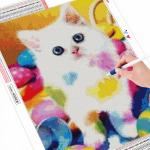 5D DIY Teemanttikandid Kass t&auml;is &uuml;mmargune ruut K&auml;sitsi valmistatud kingitus Teemantmaal Rhinestonest kodukaunistuse loomapilt Full Round (20X30CM)