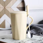 Vesitassiga keraamiline kruus kaanega Spoon Ins Wind Mees- ja nais&uuml;li&otilde;pilaste kodu Loominguline hommikus&ouml;&ouml;gikohvitass Suure mahutavusega kollane