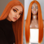 LISI HAIR s&uuml;nteetiline parukas 14 30 tolli s&uuml;gav, pikk sirge parukas, oranž Ombre Cosplay parukad s&uuml;nteetilised keskmise osa parukad mustadele naistele 30inches&1 PC