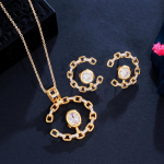 CMM kvaliteetsete tsirkoonist poolringi ripatsidega kaelakee k&otilde;rvar&otilde;ngaste komplekt safiir