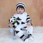 BZDOLL 60 cm pehmest silikoonist Reborn Baby Boy nukk t&uuml;drukule 24 tolli riidest keha v&auml;ikelapse Bebe armas s&uuml;nnip&auml;evakingitus m&auml;ngumaja m&auml;nguasi Blue eyes, 60cm doll