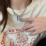 IF ME Fashion Metal OT Pandlaga kaelakee Must Valge Grid Armastus Kaelakee K&auml;ev&otilde;ru Aksessuaarid Ehted 1